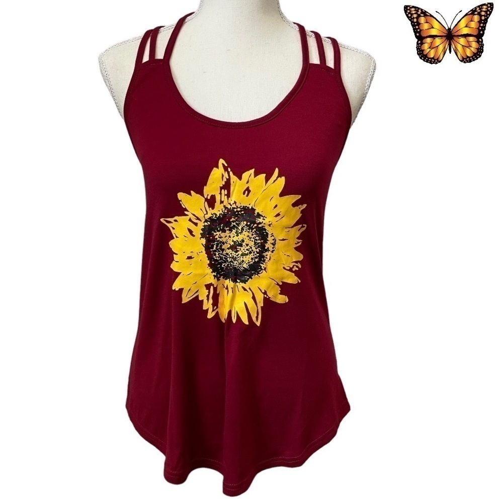 SHEIN Sunflower Strappy Sleeveless Summer Top Size Small